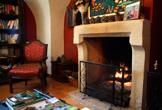 Living room with fireplace